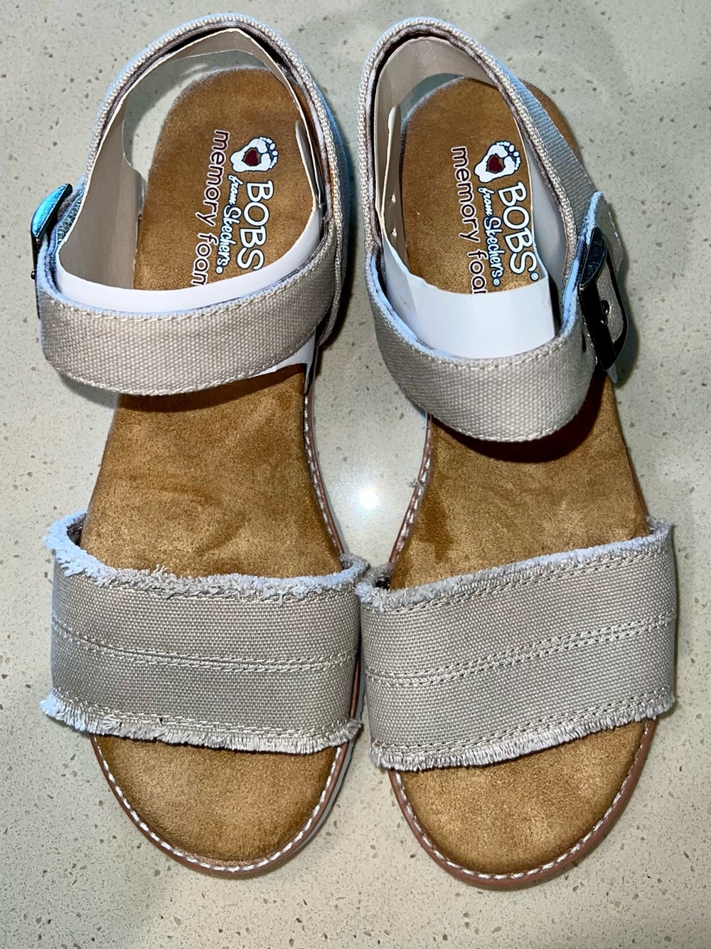 BOBS Sketchers Women's Size 9 Beige Canvas Strap Sandals NEW WITH TAGS - Picture 4 of 8